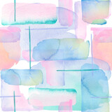 Watercolor under sea, seamless pattern. Colorful watercolor brush. Textile print.