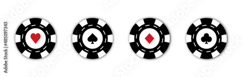 Poker chips set for gambling games. Flat design. Vector EPS 10