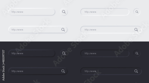 Search bar set in neumorphic style. UI design for Apps, Websites, Interfaces, Social Media