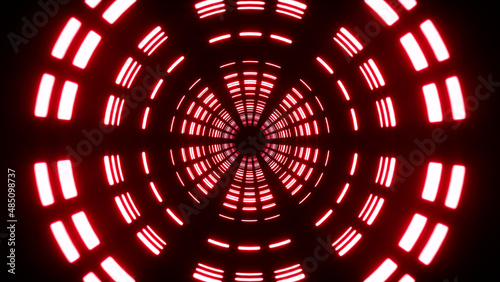 Glowing Circular Dashed Red Tunnel Light Overlay Effect