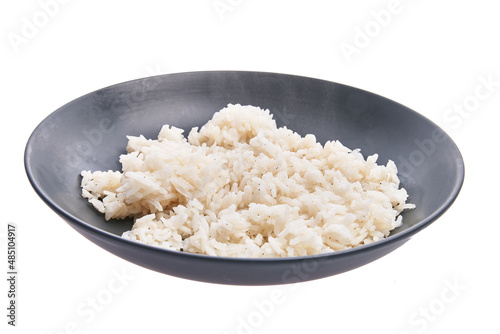  Bowl of delicious rice over white isolated background