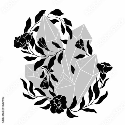 Crystals with a climbing plant