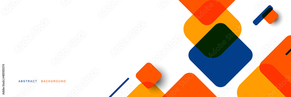 The colorful minimal abstract geometric, square shape on white space background. Website, banner and brochure background. Vector illustration