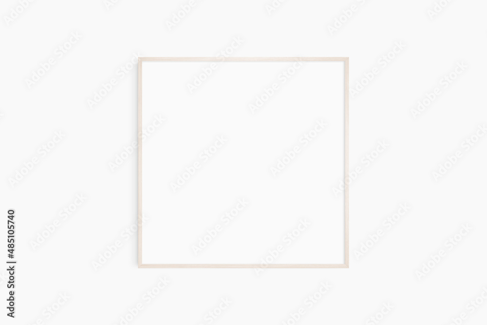 Frame mockup 1:1 square. Single thin light wood frame mockup. Clean, modern, minimalist, bright. Square frame mockup. Frame mockup 1:1 square. Single thin light wood frame mockup. Clean, modern, minimalist, bright. Square frame mockup.