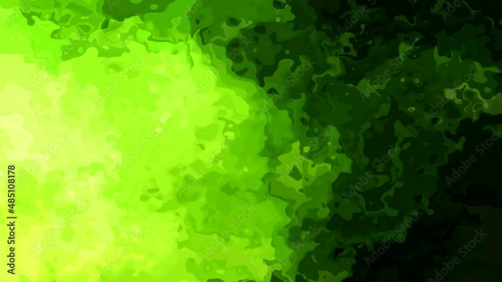 abstract animated twinkling stained background full HD seamless loop video - watercolor splotch liquid effect - neon ligth green dark pine emerald forest deep jungle color
