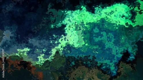 abstract animated twinkling stained background full HD seamless loop video - watercolor splotch liquid effect - blue green aurora ocean teal aegean sapphire mint color
