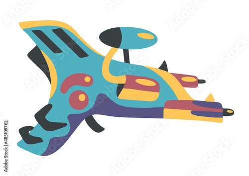 Blaster flat icon. Laser blaster gun icon on white background. Futuristic space weapon. Cosmic army raygun equipment. Virtual reality shooting device vector illustration