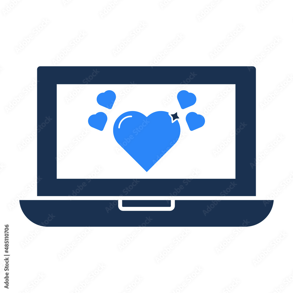 Laptop Heart Vector icon which is suitable for commercial work and easily modify or edit it

