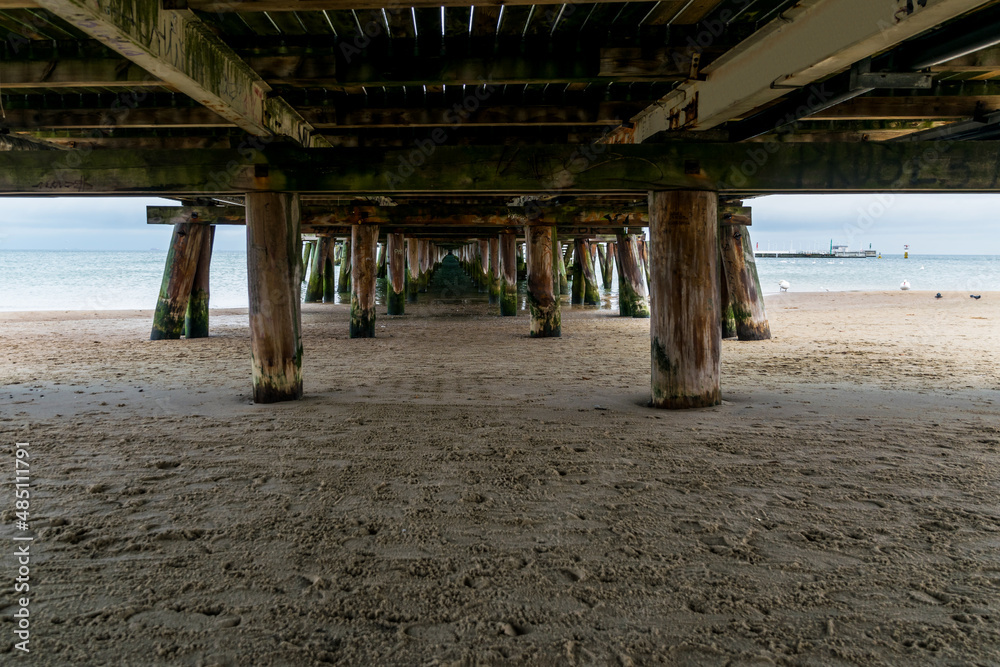 Old wooden pier in Sopot, Baltic Sea coast	