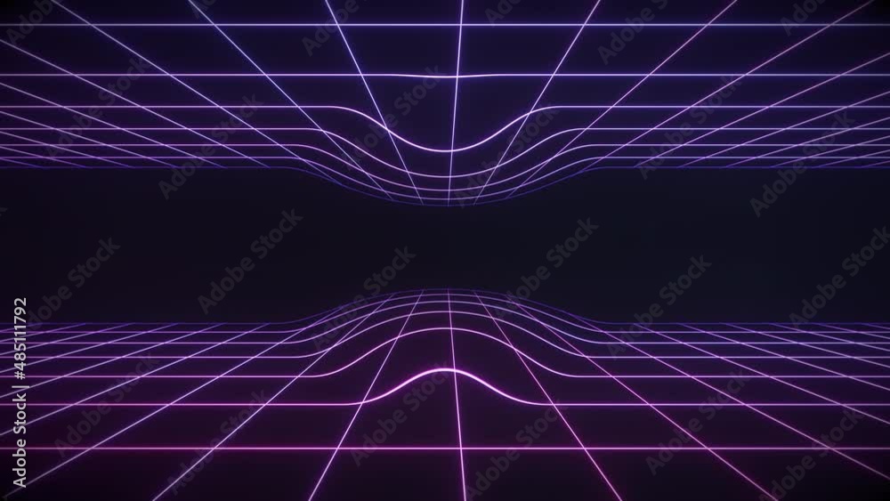 4K looped neon grid space animation.