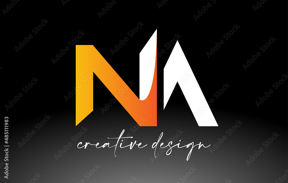 NA Letter Logo with White Golden Colors and Minimalist Design Icon Vector NA Letter Logo with White Golden Colors and Minimalist Design Icon Vector