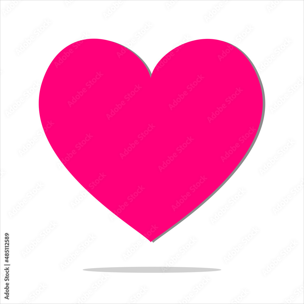 Heart, Symbol of Love and Valentine's Day. Flat Pink Icon Isolated on White Background. Vector illustration.