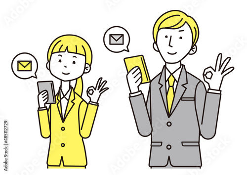 男女　スーツ　2色　スマホ　メール