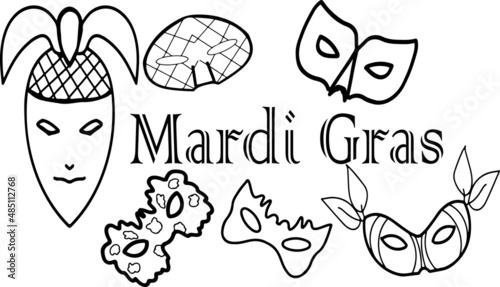 Mardi Gras Holiday set with masks
