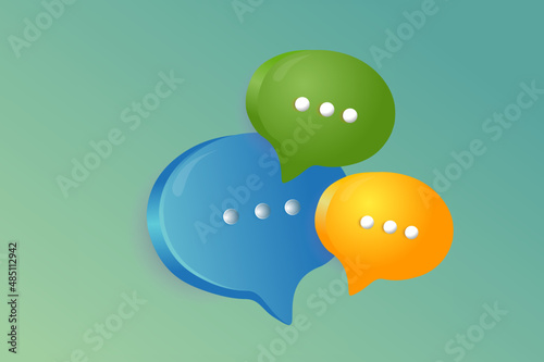 modern 3D Minimal yellow chat bubbles on orange background. concept of social media messages. 3d render illustration