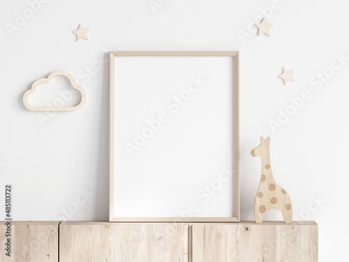 nursery frame mockup, kidr room frame mockup, 3d render