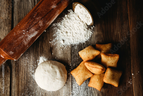 Turkish doughnuts turkish traditional food Pişi (Hamur) for breakfast photo