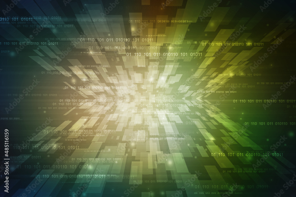 Obraz premium Binary Code Background, Digital Abstract technology background, flowing number one and zero text in binary code format in technology background. Internet Big data Concept