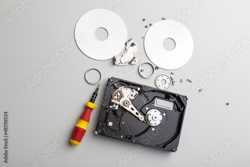 disassembly process of an external hard drive in details