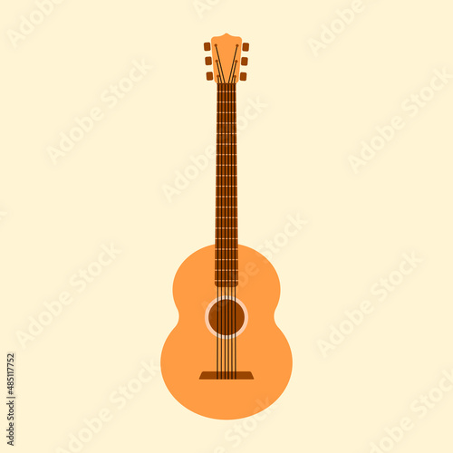 Classical guitar vector illustration. Acoustic nylon guitar design for illustration element, musical themed background template, musical education template, or business purposes.
