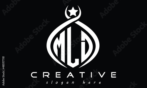 MLD three letters monogram curved initial logo design, geometric oval minimalist modern logo, vector template photo