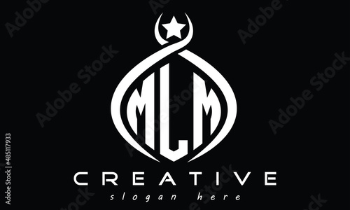 MLM three letters monogram curved initial logo design, geometric oval minimalist modern logo, vector template