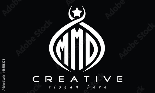 MMO three letters monogram curved initial logo design, geometric oval minimalist modern logo, vector template