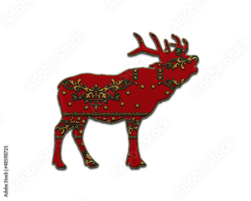 Reindeer Deer Antler moose symbol Indian Red Sari Saree icon logo illustration