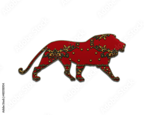 Lion Leo Animal symbol Indian Red Sari Saree icon logo illustration