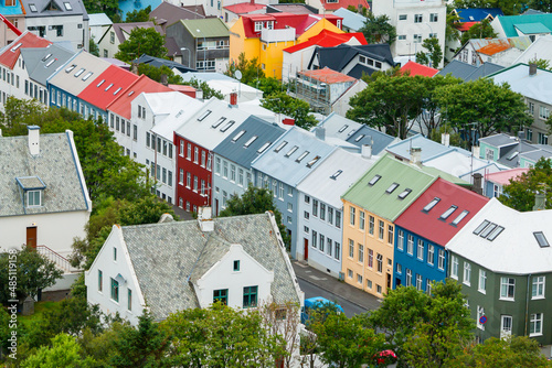 Colorful buildings Iceland - Capital town Reykjavik