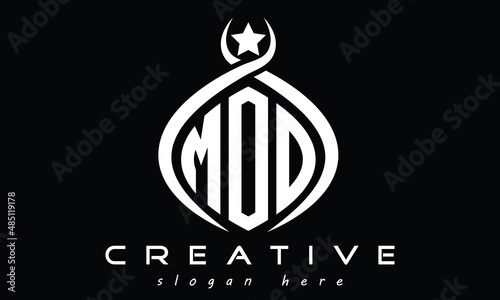 MOO three letters monogram curved initial logo design, geometric oval minimalist modern logo, vector template