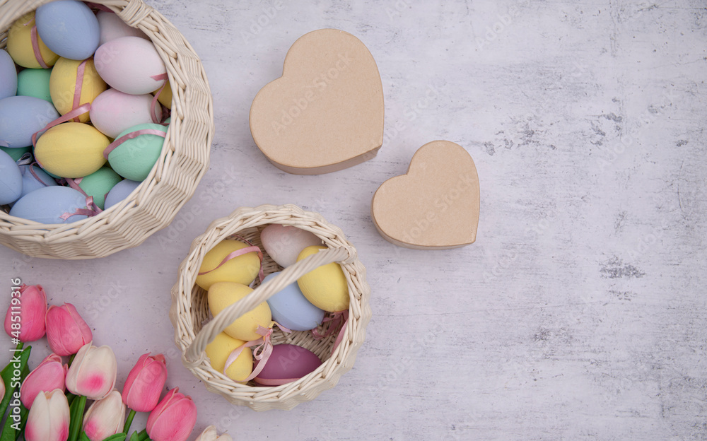 easter eggs in a basket easter eggs in a basket