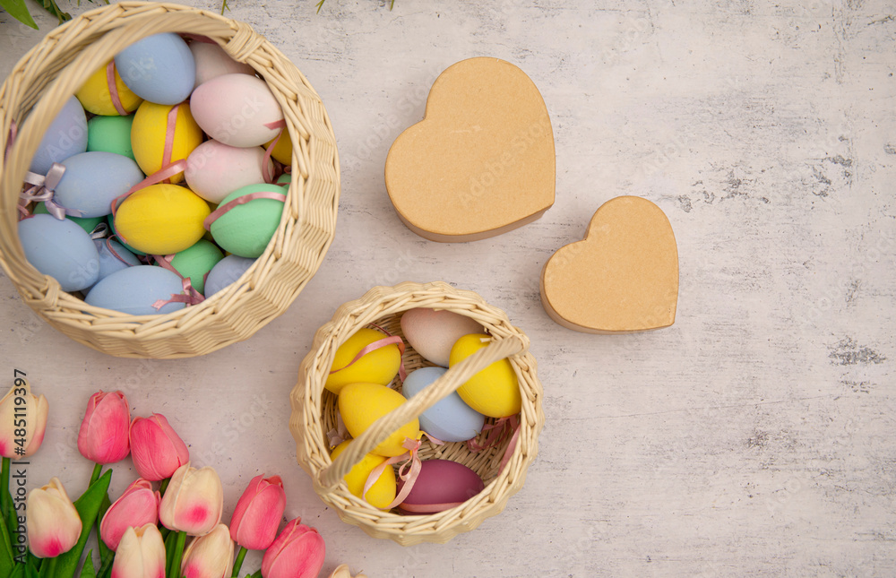 easter eggs in a basket easter eggs in a basket