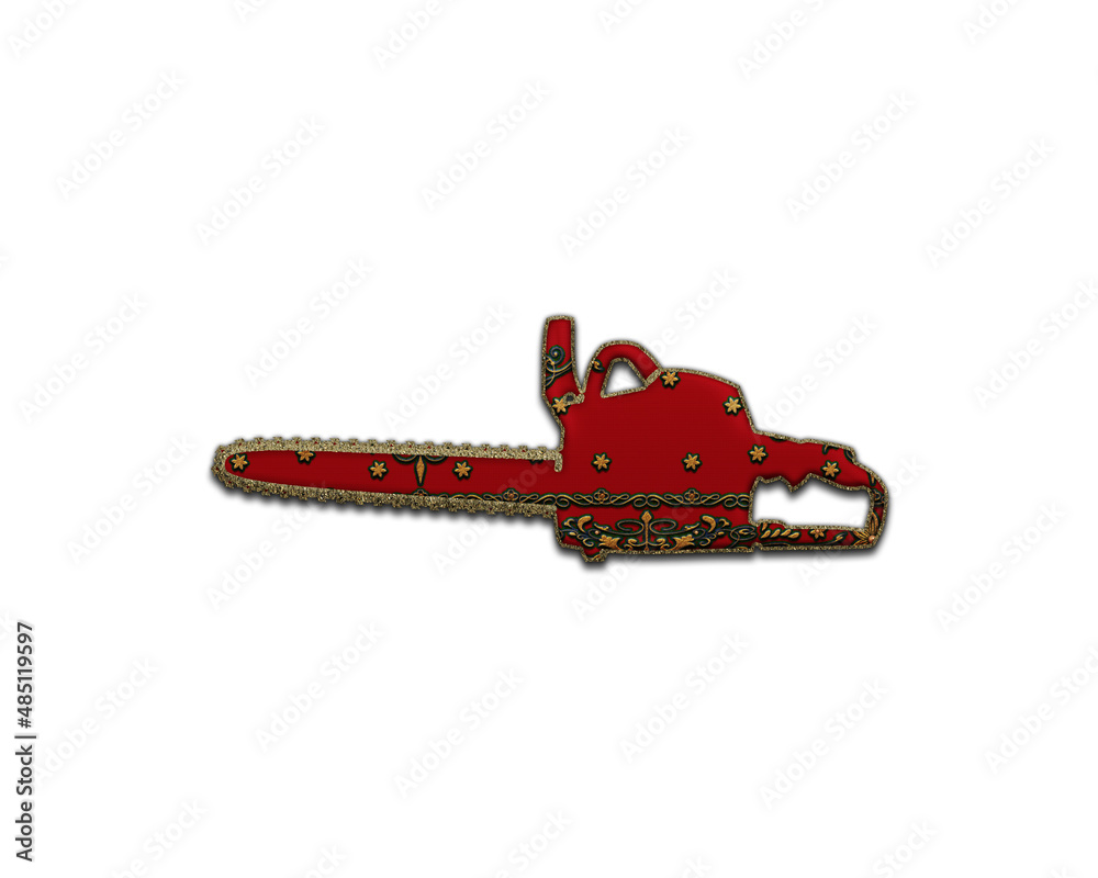 Carpenter Saw tool symbol Indian Red Sari Saree icon logo illustration