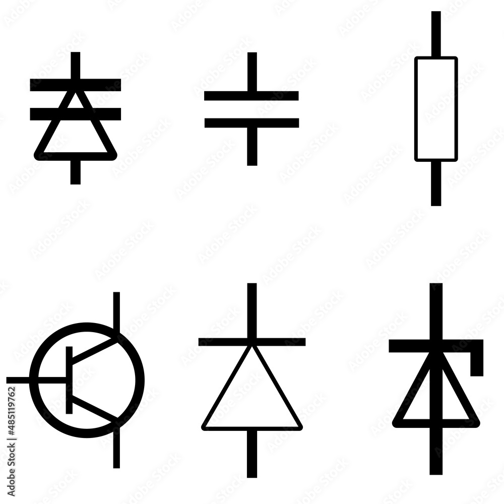 Set of icons of radio engineering elements Set of icons of radio engineering elements