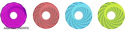 Abstract geometric circle, ring design element. Circular, concentric circlet. Swirl, twirl, spiral and vortex shape, icon, symbol