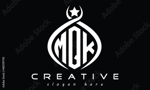 MQK three letters monogram curved initial logo design, geometric oval minimalist modern logo, vector template photo