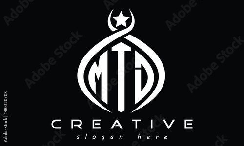 MTD three letters monogram curved initial logo design, geometric oval creative modern logo, vector template photo