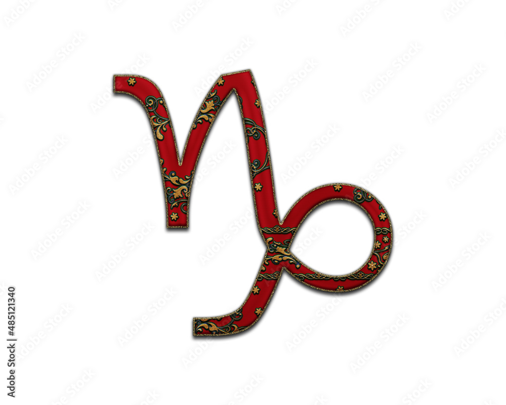 Capricorn Zodiac Astrology symbol Indian Red Sari Saree icon logo illustration