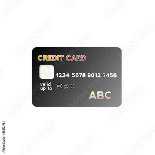 Illustration of a black color dummy CREDIT CARD, isolated on a white background