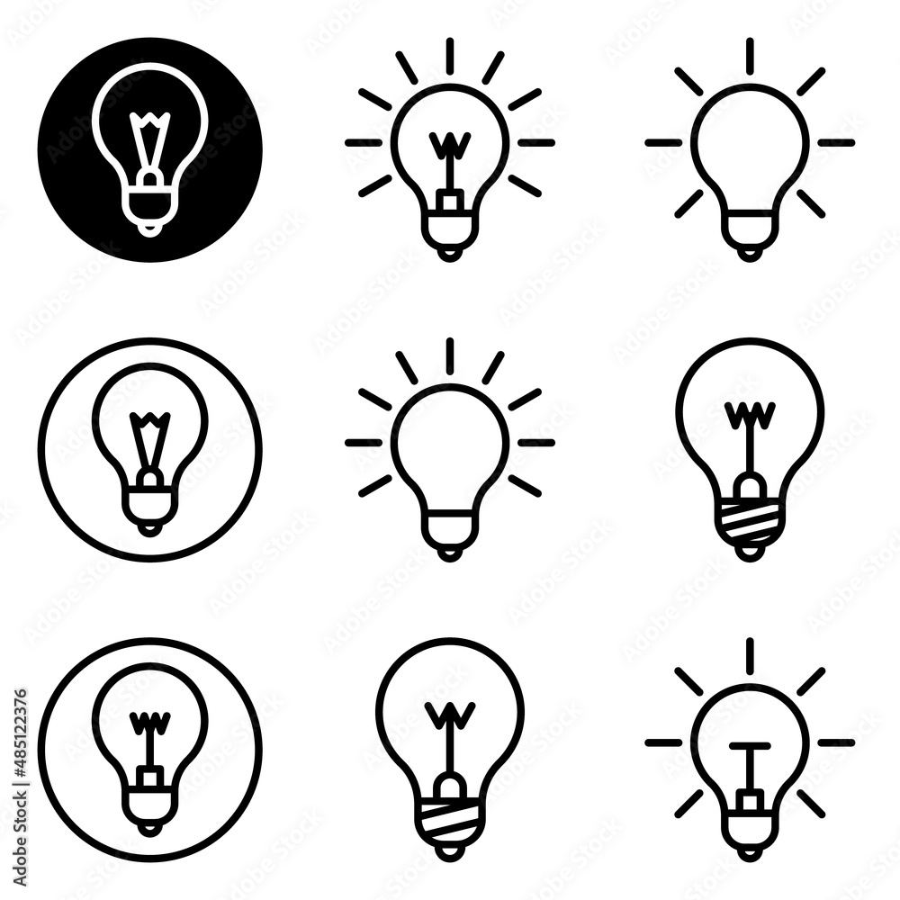Lightbulbs Flat Icon Set Isolated On White Background Lightbulbs Flat Icon Set Isolated On White Background