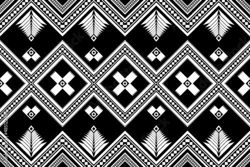 Wallpaper Mural Black and white Geometric ethnic oriental pattern traditional Design for background,carpet,wallpaper,clothing,wrapping,Batik,fabric,Vector illustration embroidery style. Torontodigital.ca