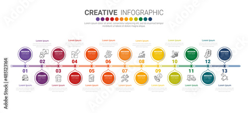 Infographic design template with numbers 13 option for Presentation infographic, Timeline infographics, steps or processes. Vector illustration.