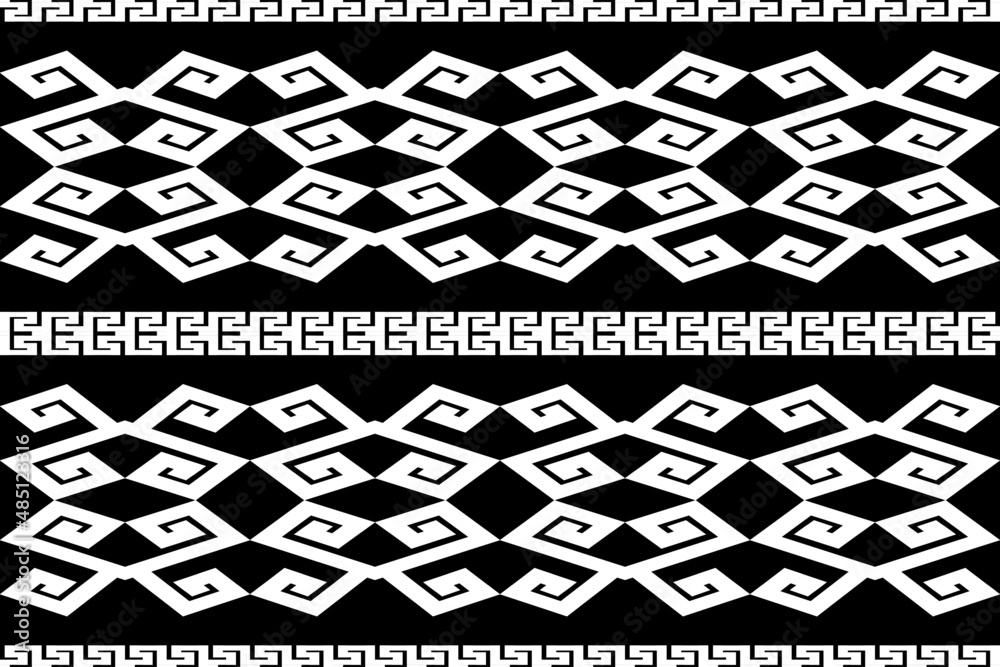 Fototapeta premium Black and white Geometric ethnic oriental pattern traditional Design for background,carpet,wallpaper,clothing,wrapping,Batik,fabric,Vector illustration embroidery style.