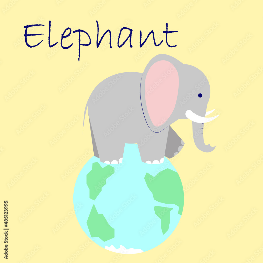 Naklejka premium elephant on planet earth