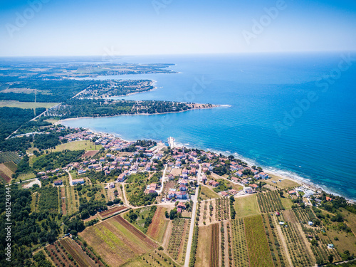 Croatia, Istria, aerial view of coast near Umag. photo