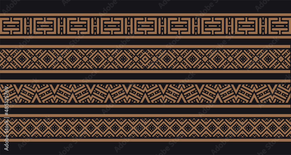 ornament style ethnic seamless borders set ornament style ethnic seamless borders set