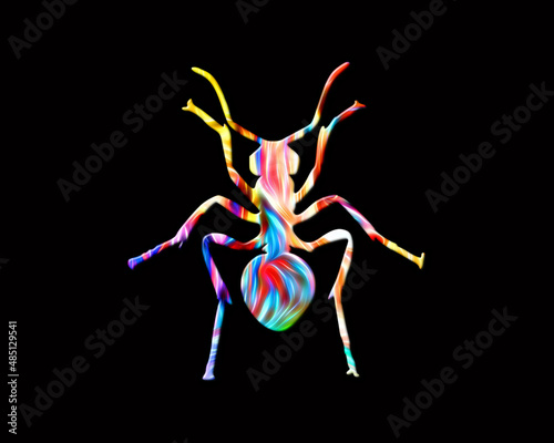 Ant insect symbol Fire Flames Icon Logo Burning Glow illustration