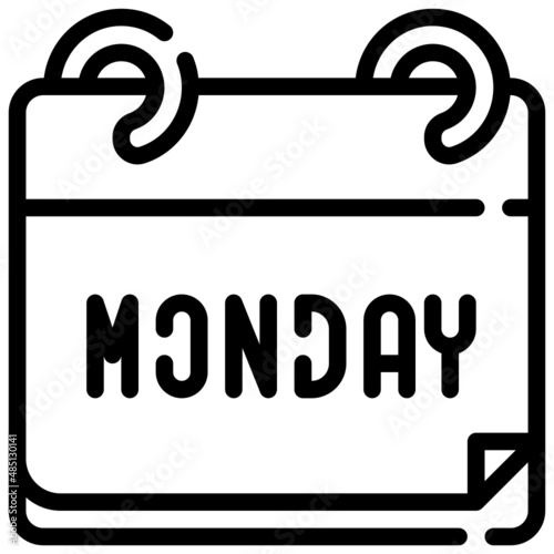 MONDAY line icon,linear,outline,graphic,illustration