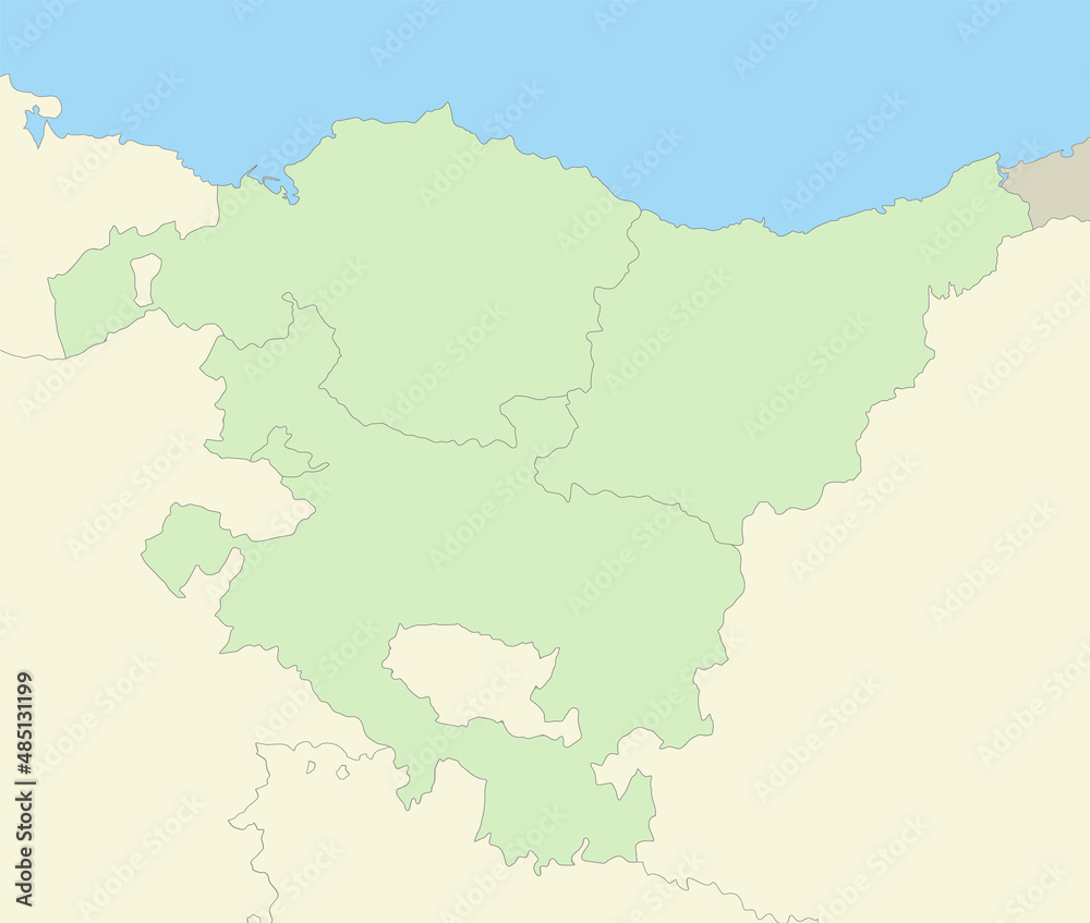 Basque Country (Spain) map colored, neighboring states and provinces, blank